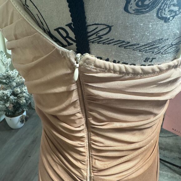 Hello Molly Ombre Lover Brown Bodycon Mesh Midi Dress Sz M Wedding - Picture 6 of 8